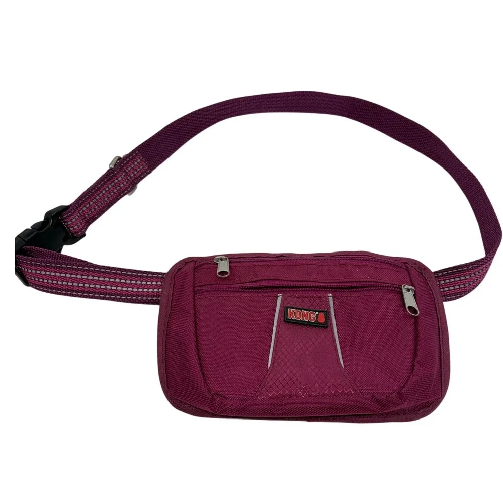 KONG Dog Training Treat Bag Waist Pack Magenta Purple Reflective Belt D-Ring